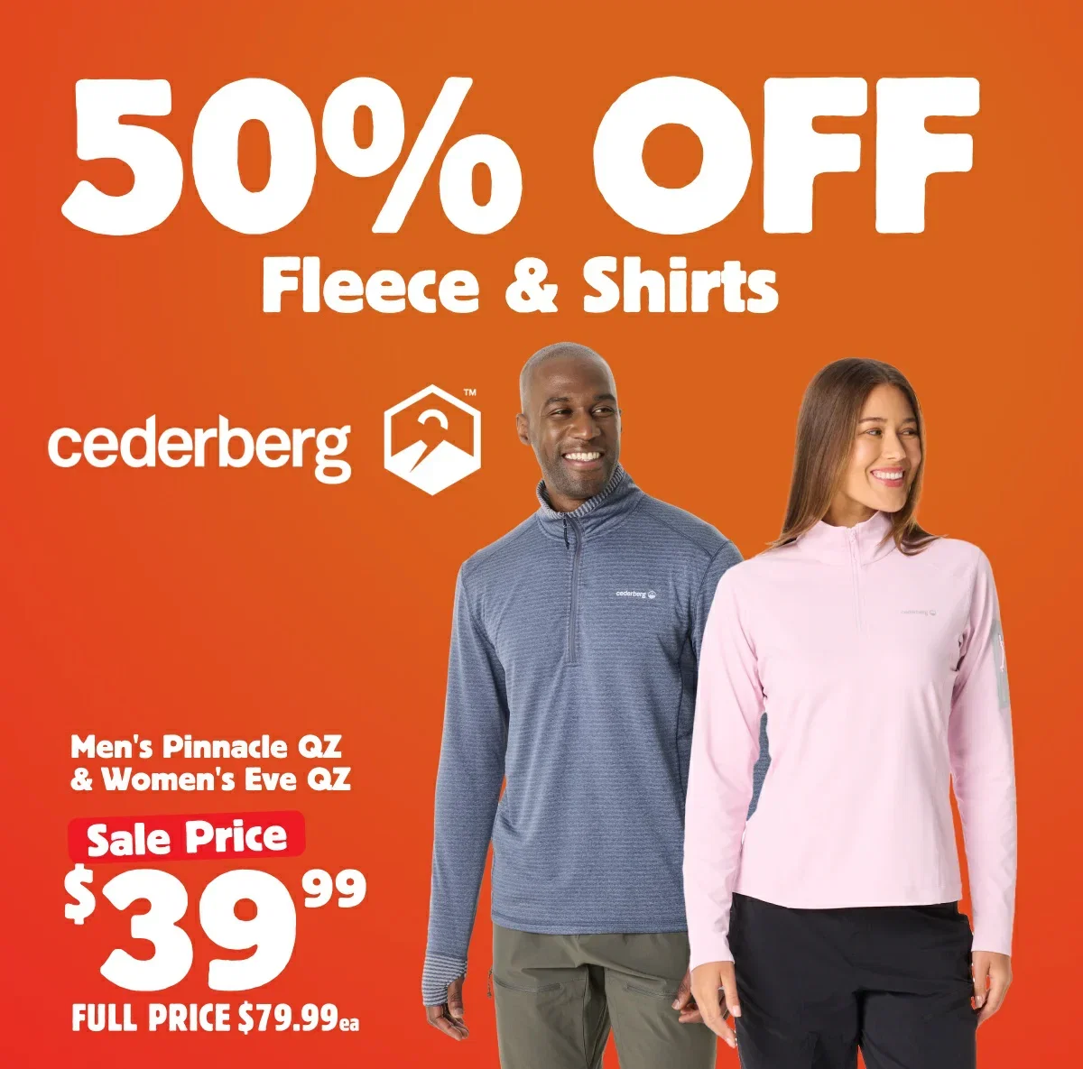 50% off Fleece & Shirts by cederberg