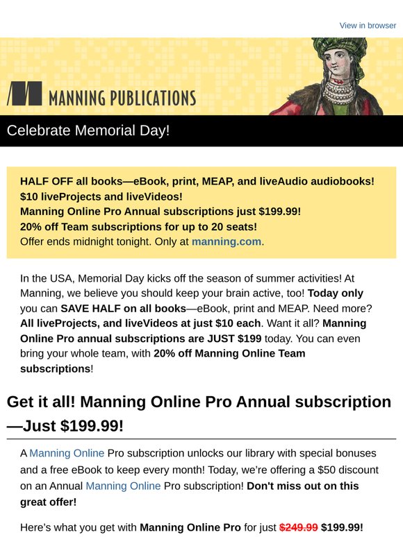 Celebrate Memorial Day! Our best sale at manning.com 🔴⚪🔵
