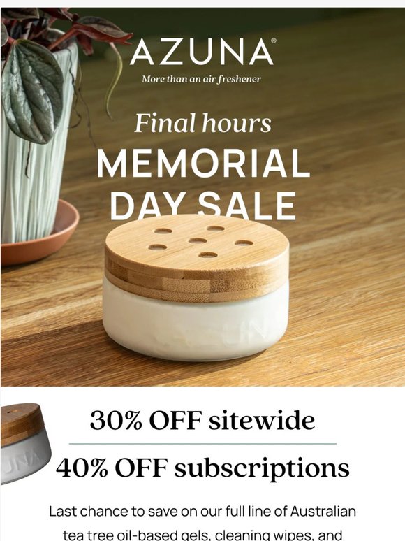 Final hours: 30% off sitewide
