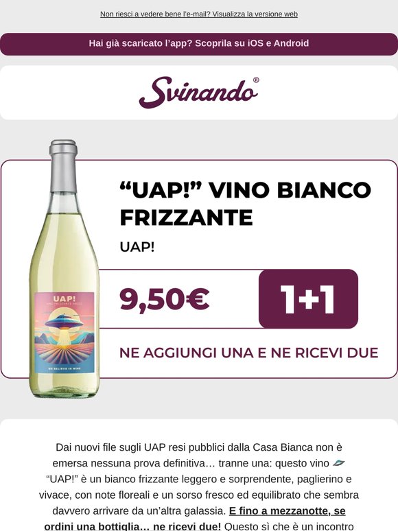 [1+1 fino a mezzanotte] ⏰ “UAP!” Vino Bianco Frizzante