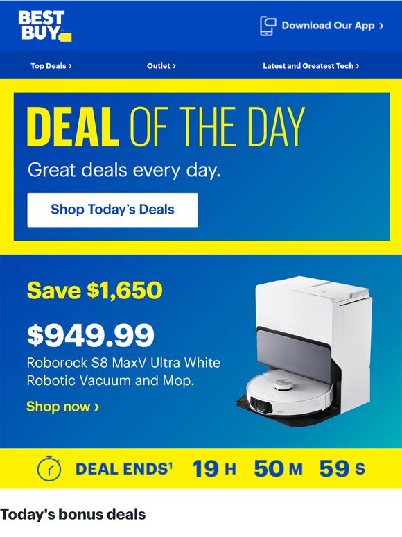 Today Only: 63% off Robot Vacuum + Mop—zero effort, spotless floors.