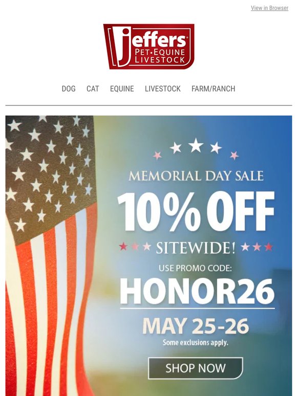 Memorial Day Sale Continues: 10% OFF Sitewide