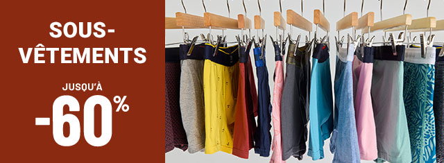 Nos sous-vêtements de marque jusqu'à moins 60 pour cent