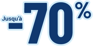 Jusqu'à moins 70 pour cent