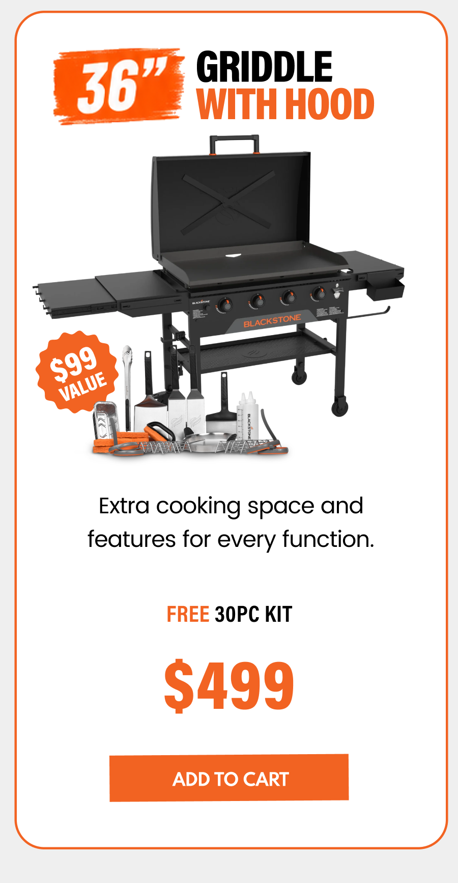 36" Griddle with Hood