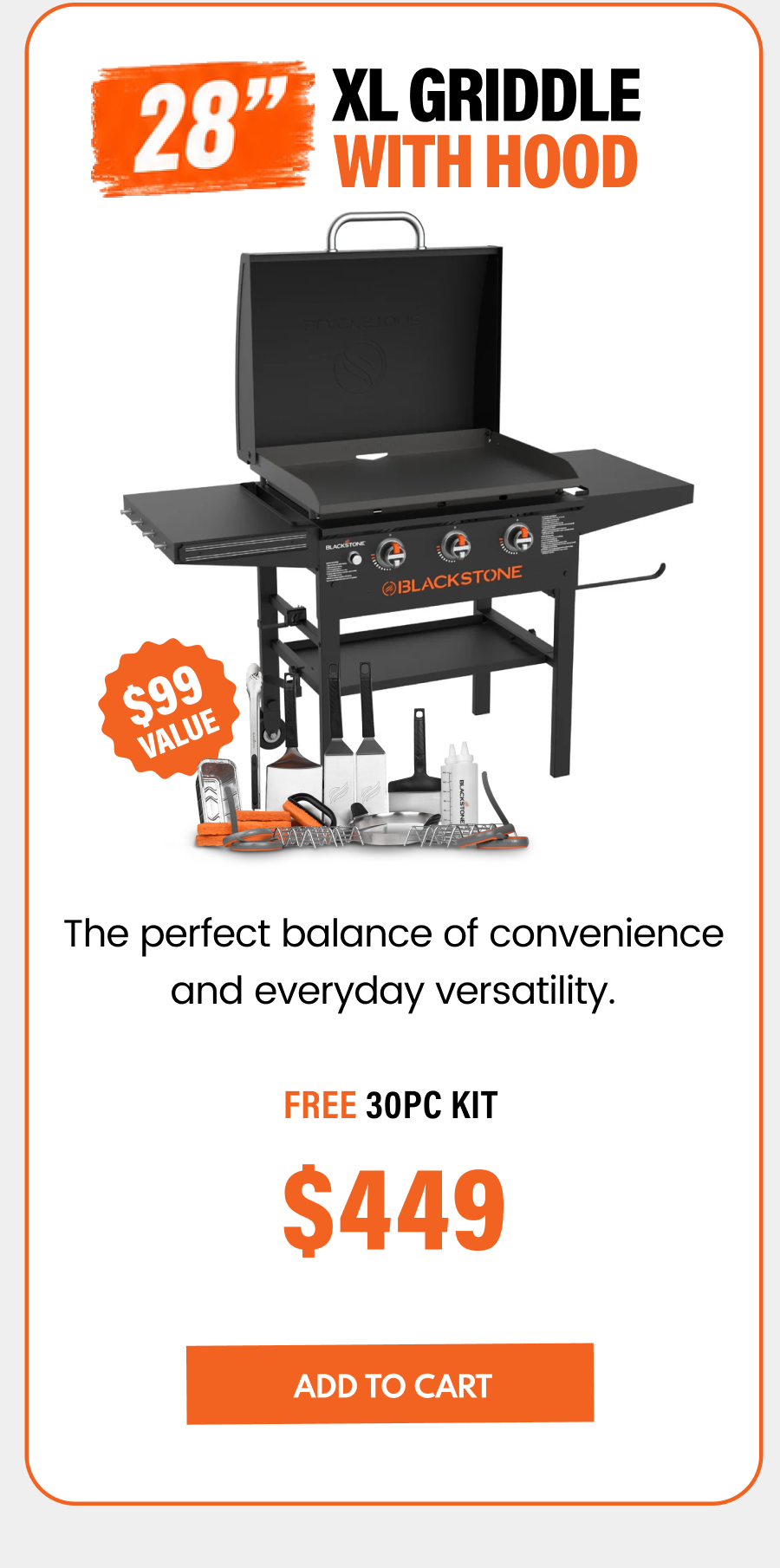 28" XL Griddle w/ Hood Bundle