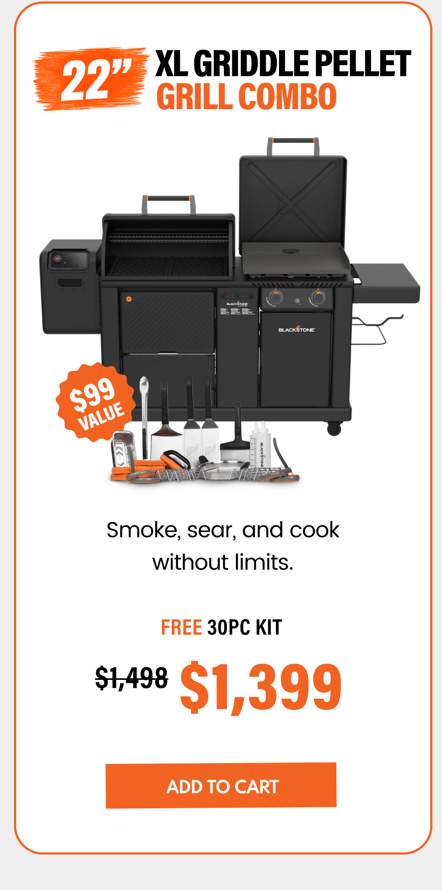 22" XL Griddle Pellet Grill Combo