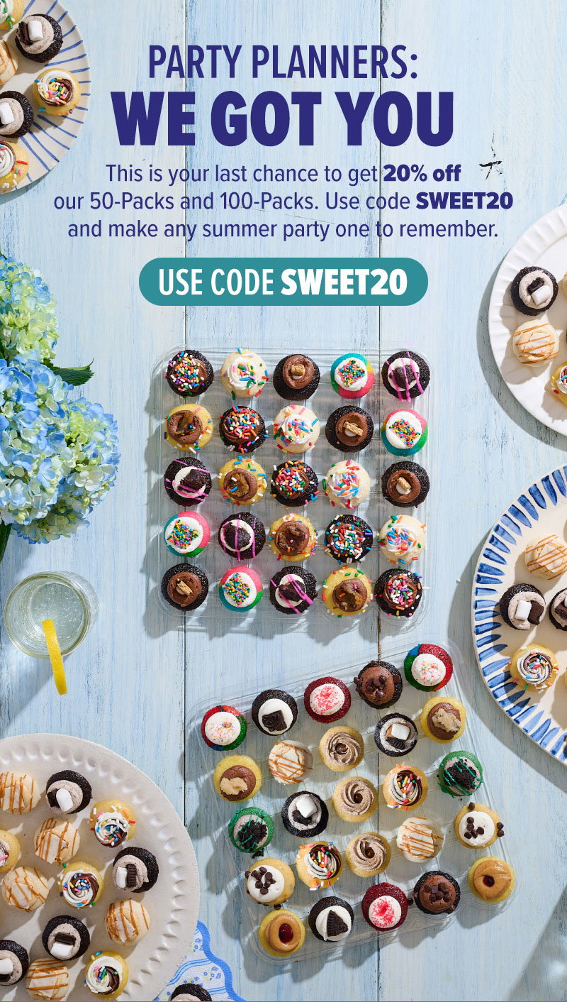 Party planners: we got you! This is your last chance to get 20% off our 50-Packs and 100-Packs. Use code SWEET20 and make any summer party one to remember. Use code SWEET20!