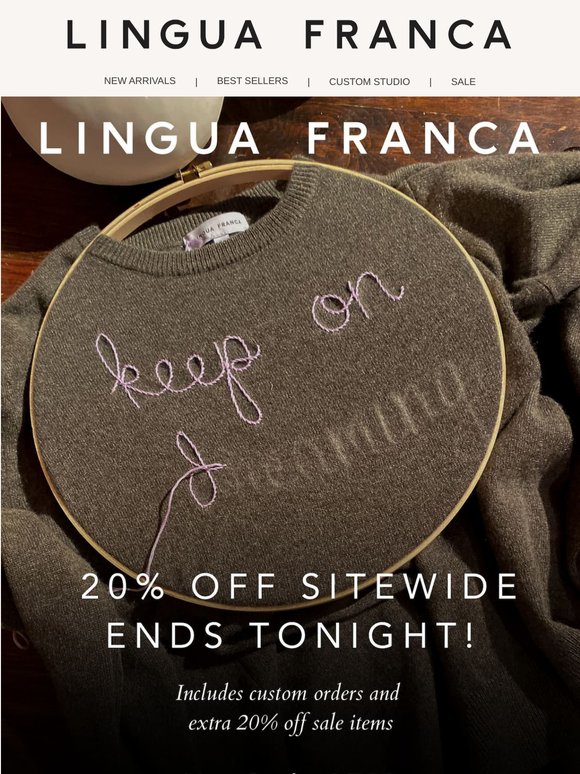 Ends Tonight! 20% of site wide