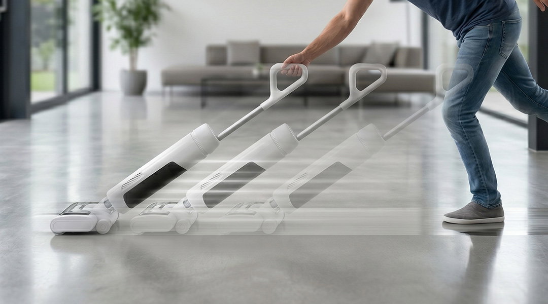 The Floor Washer moving along the floor