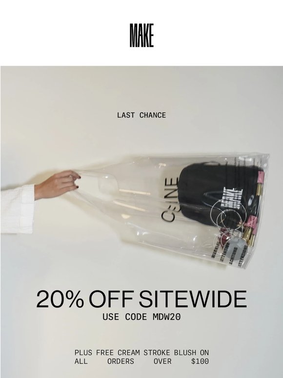 last chance: 20% off sitewide