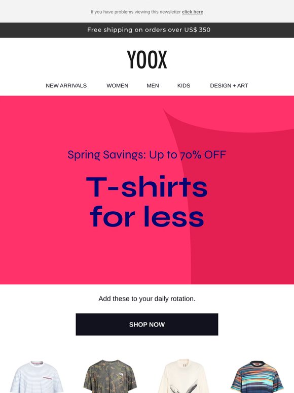 The promotion continues: light tees, heavy discounts