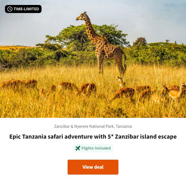 Epic Tanzania safari adventure with 5* Zanzibar island escape