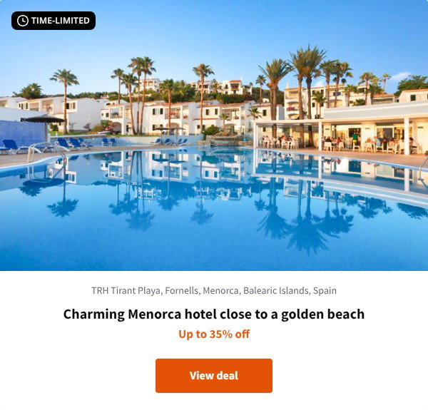 Charming Menorca hotel close to a golden beach