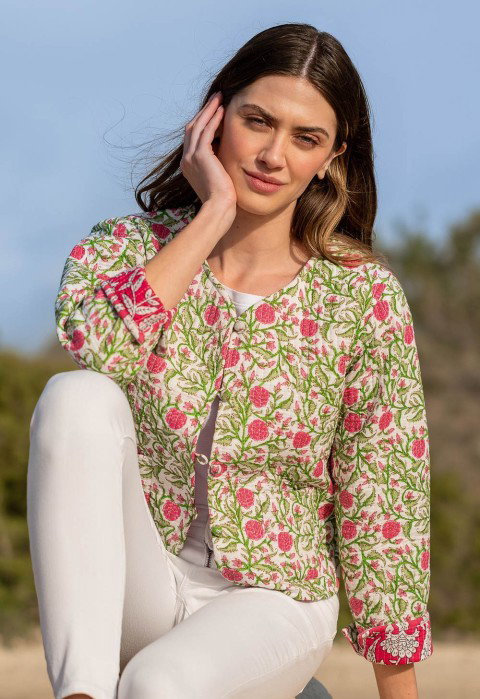 Ladies Cotton Reversible Print Quilted Jacket