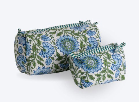 Ladies Set of 2 Quilted Cotton Wash Bags