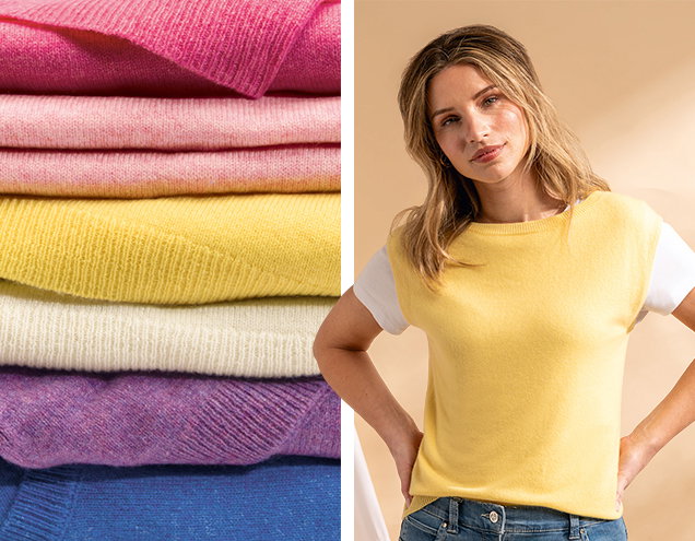 Ladies Sleeveless Cashmere Crew Neck Sweater