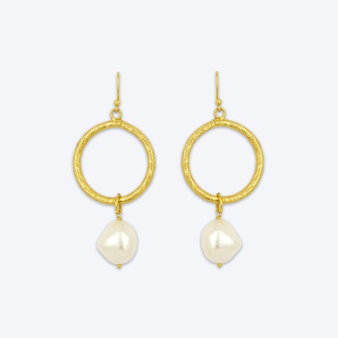 Ladies Margo Pearl Hoop Earrings