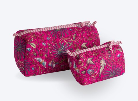 Ladies Set of 2 Quilted Cotton Wash Bags