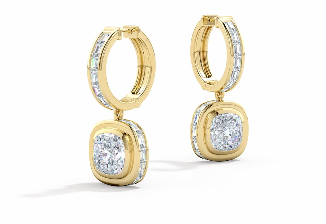 Lab Diamond Hoop Drop Earrings