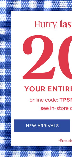 in-store & online 20% off | online code: TPSREDWHITEBLUE