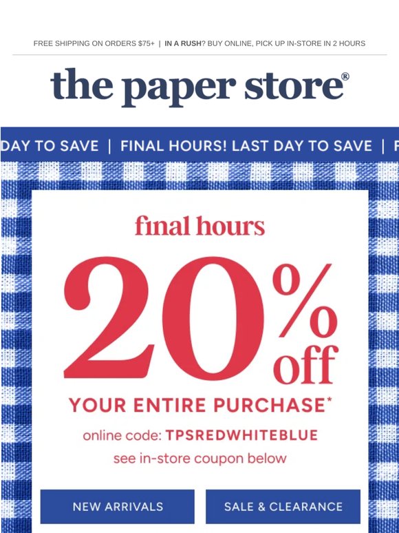 Final hours for our 20% off sale!