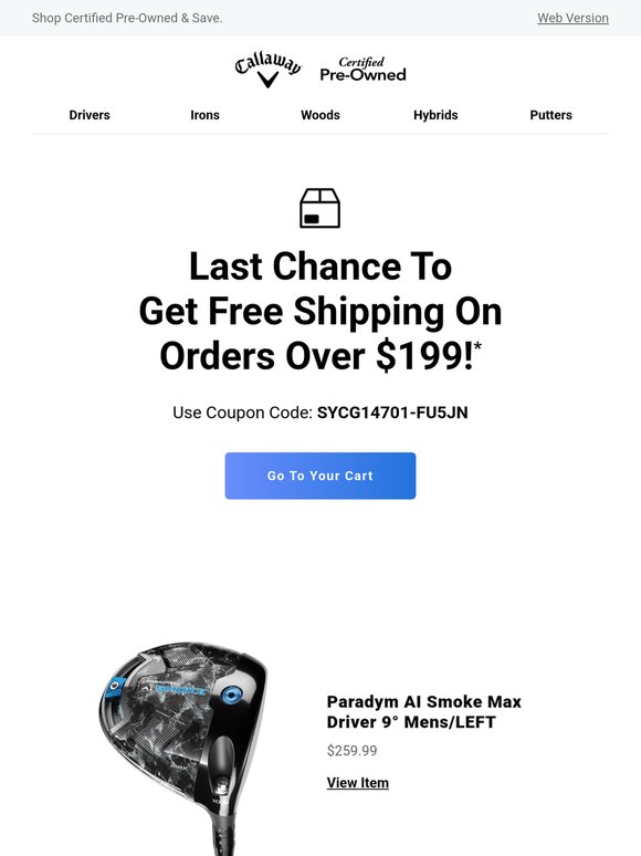 Last Chance To Receive Free Ground Shipping!