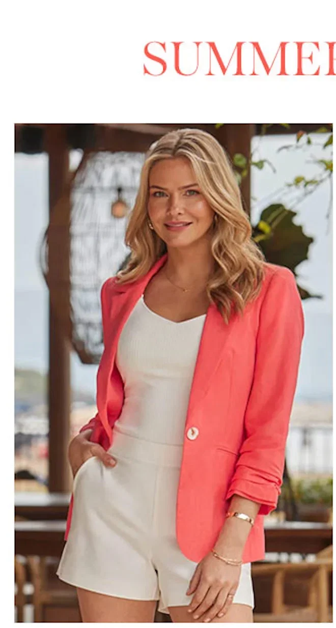 Coral Ruched Sleeve Linen Blend Blazer £85.00