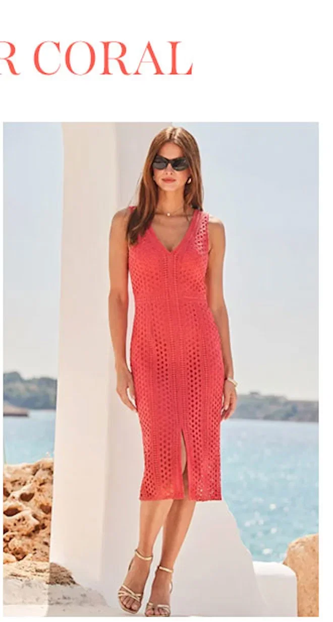 Coral Lace Pencil Dress