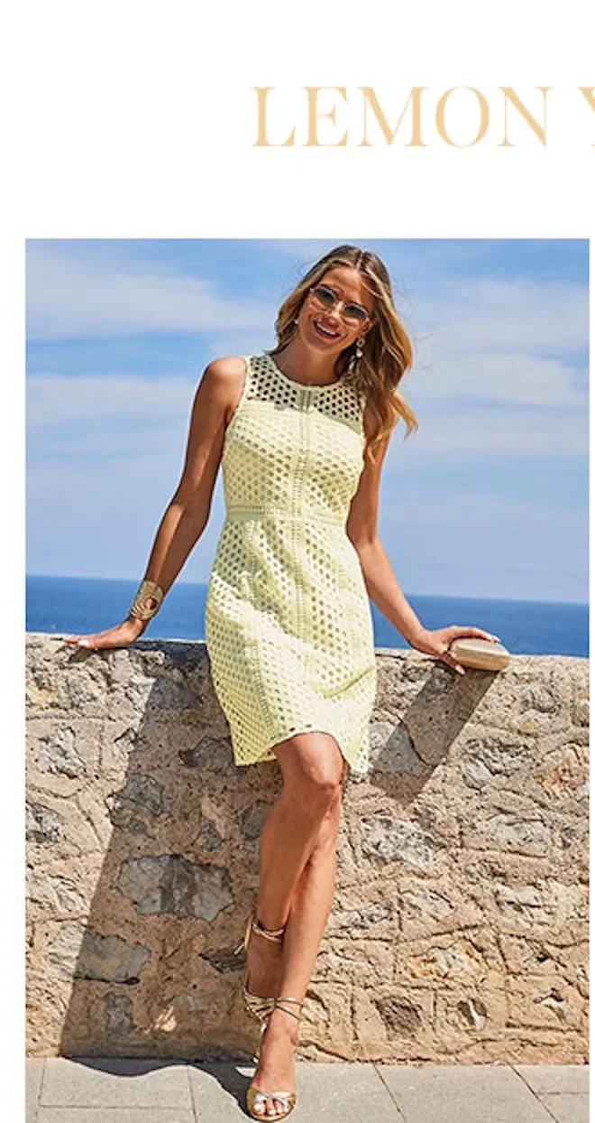 Lemon Yellow Lace Shift Dress