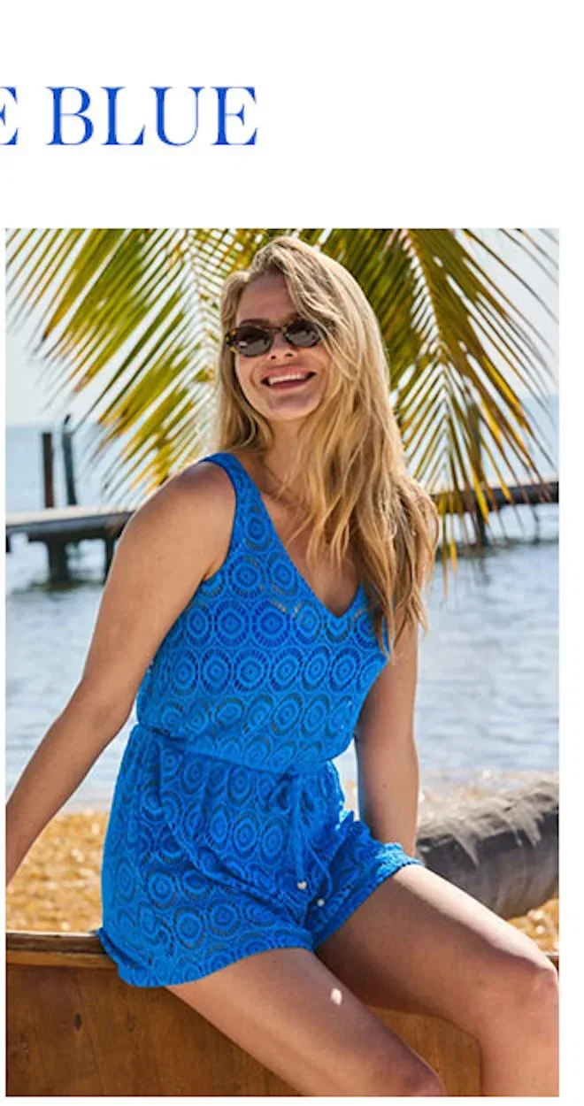 Cobalt Blue Crochet Tie Waist Playsuit