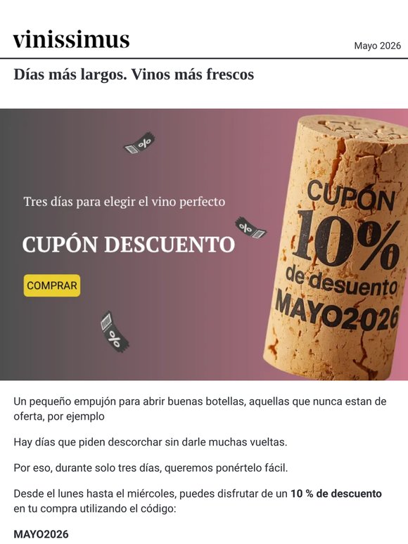 Tres días para elegir el vino perfecto 🍷 (Cupón −10 %)