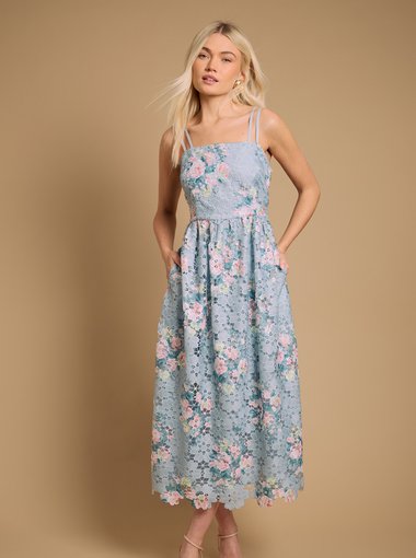 Lace Fit and Flare Midaxi Dress