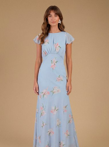 Orchid Floral Printed Waterfall Maxi Dress
