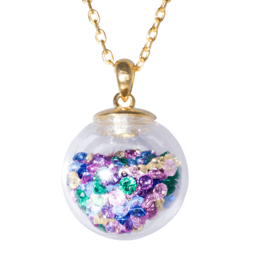 18ct Gold Plated Rainbow Treasure Orb Necklace