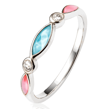 Mother of Pearl & Cubic Zirconia Half Eternity Ring