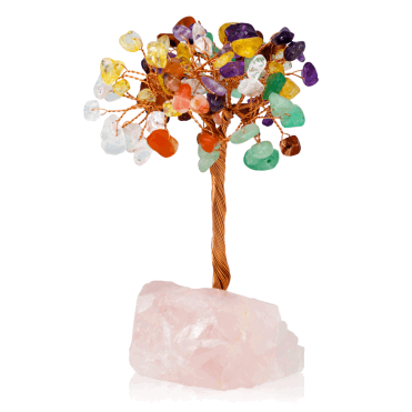 Chakra Gemstone Tree with Rose Quartz Base
