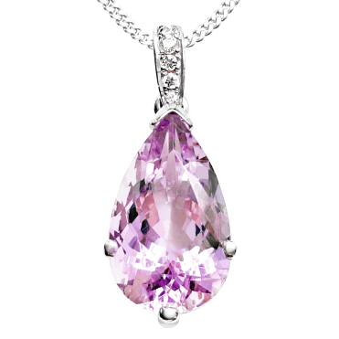 32ct Pink Amethyst & Zircon Drop Pendant