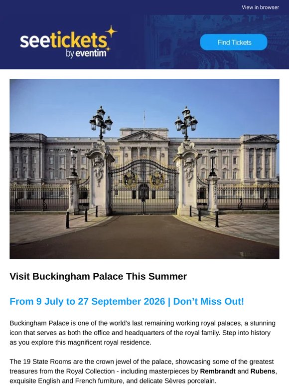 Selling fast 👑 Visit Buckingham Palace this summer
