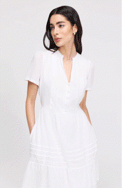 Dakota White Cotton Lace Tiered Short Dress
