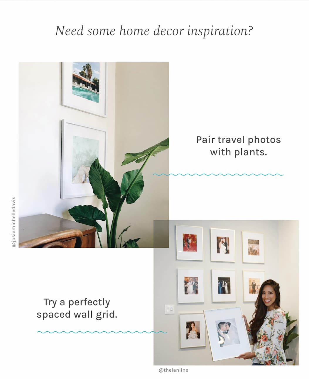 Need some home decor inspiration?   Pair travel photos with plants.
