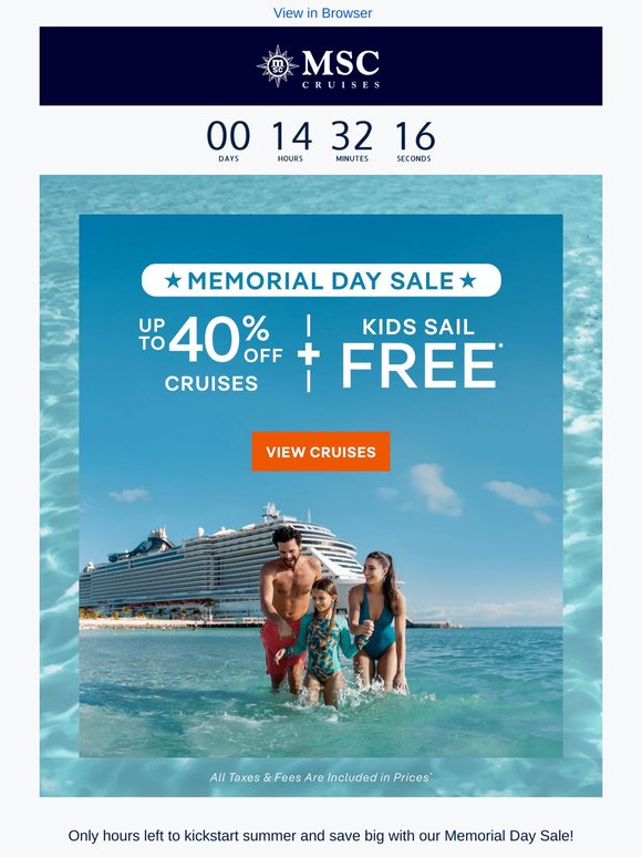 It’s Memorial Day! Up to 40% Off Cruises Ends Today