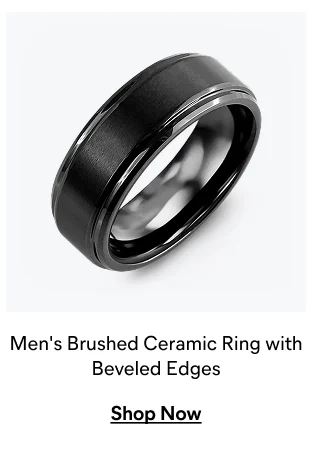 Men's Brushed Ceramic Ring with Beveled Edges