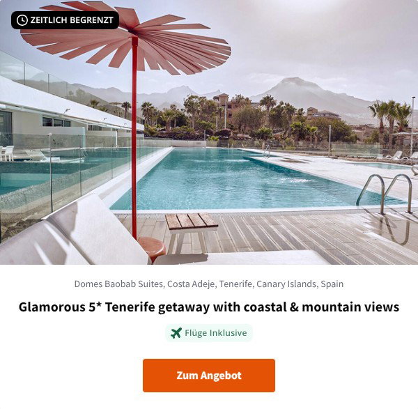 Glamorous 5* Tenerife getaway with coastal & mountain views