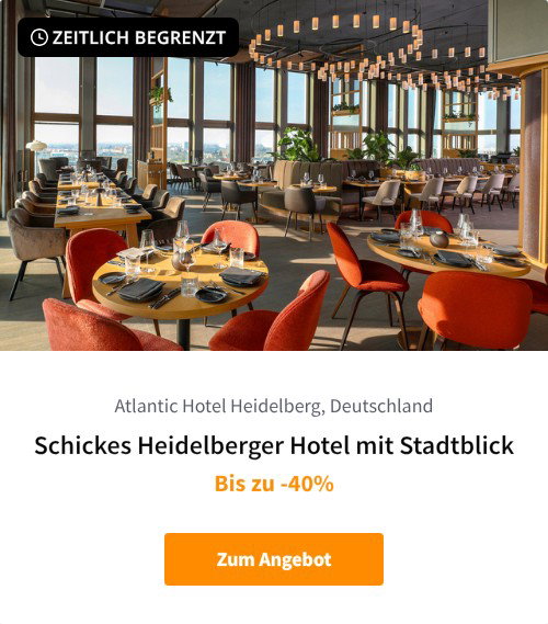 Schickes Heidelberger Hotel mit Stadtblick