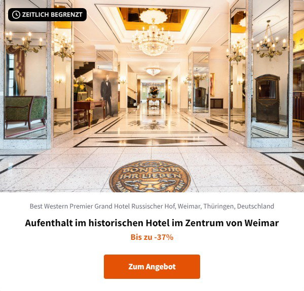 Aufenthalt im historischen Hotel im Zentrum von Weimar