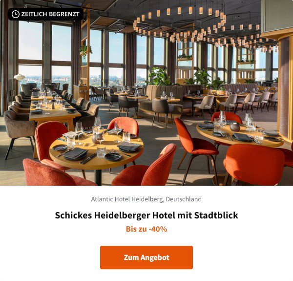 Schickes Heidelberger Hotel mit Stadtblick
