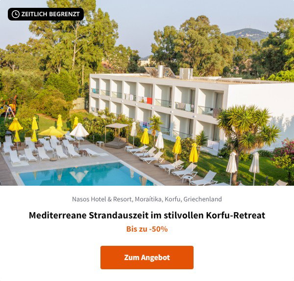 Mediterreane Strandauszeit im stilvollen Korfu-Retreat