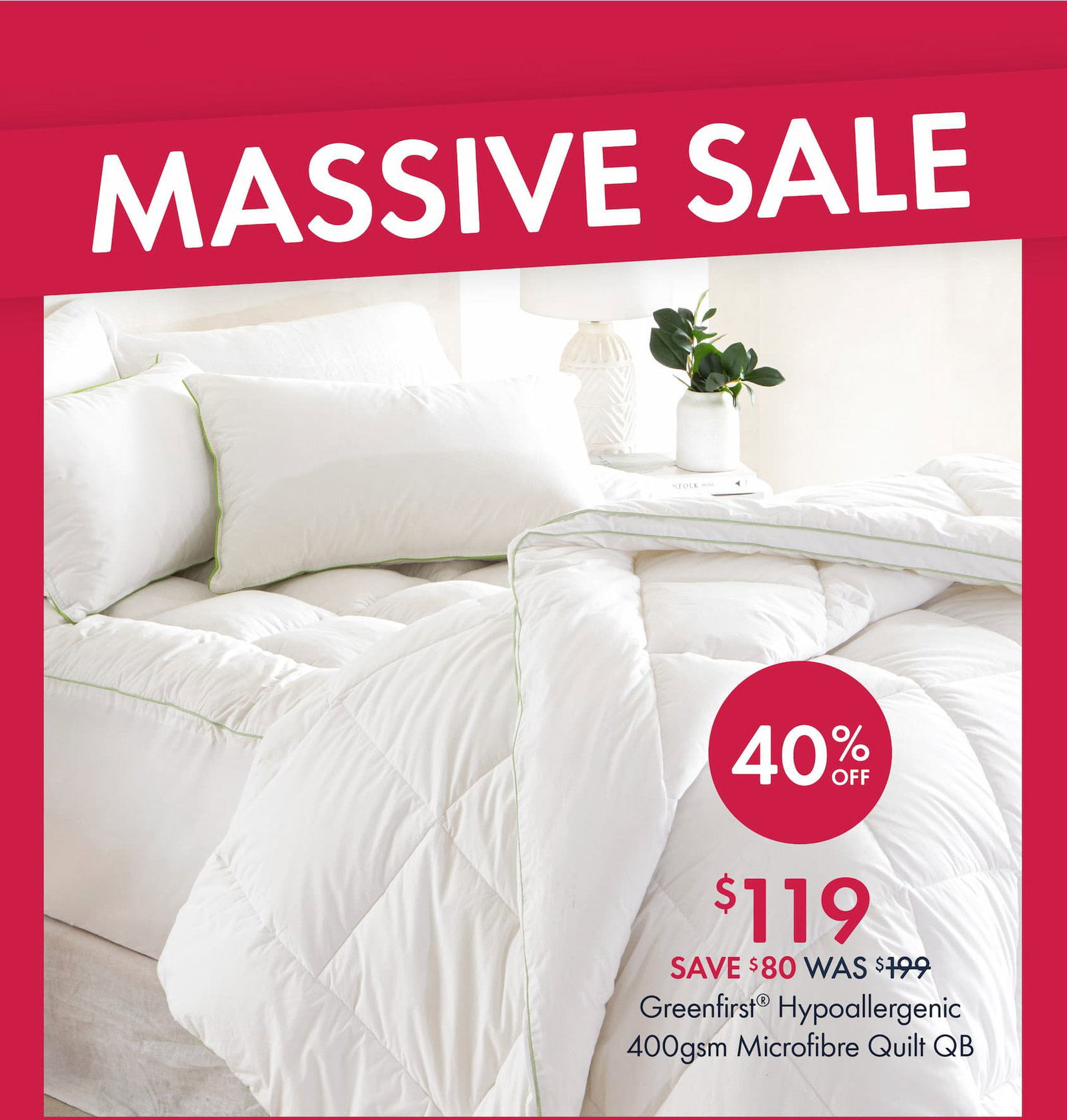 Greenfirst Hypoallergenic 400gsm Microfibre Quilt