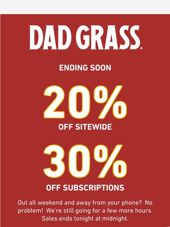 Last chance: 20% off everything ends at midnight